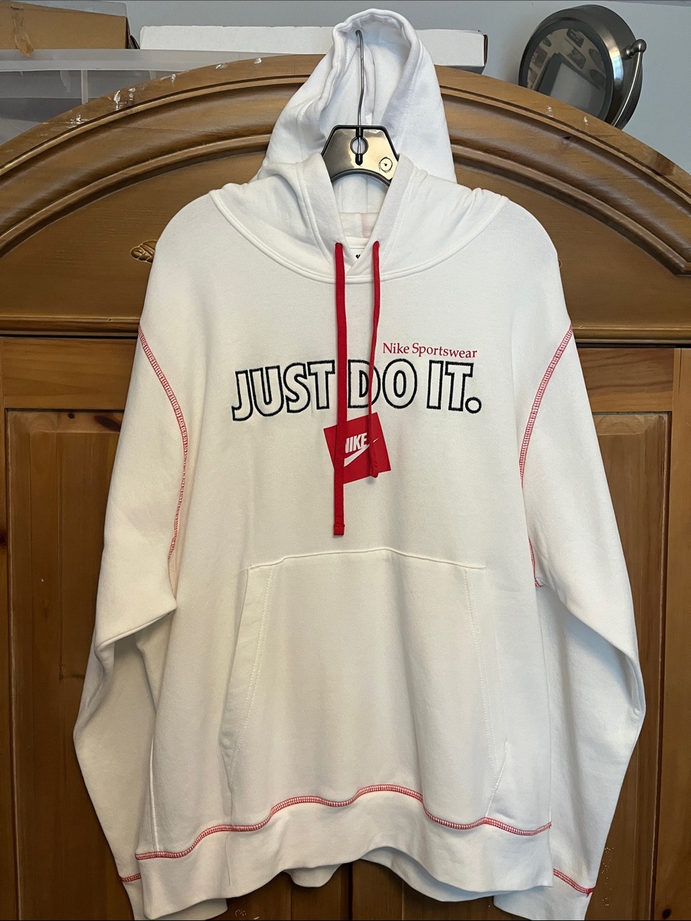 Nike White Hoodie with Black embroidered 'JUST DO IT’